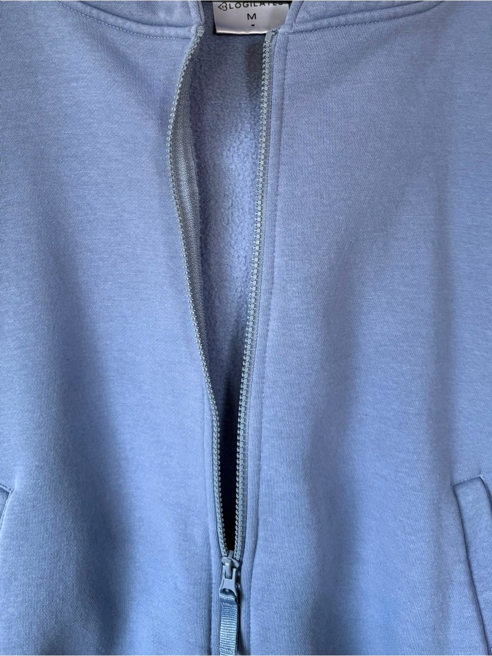 BLOGILATES M Marshmallow Zip Hoodie in Steel Blue • Athleisure Hooded Sweatshirt - Picture 4 of 11